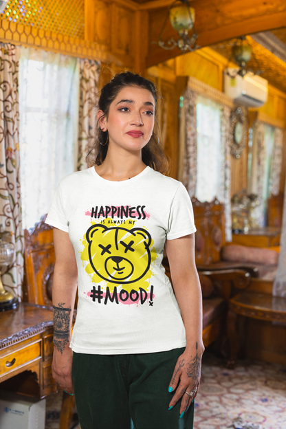 Happiness Mood White T-Shirt For Women