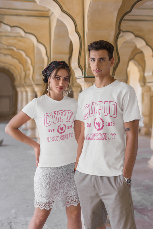 Cupid University White Couple T-Shirt