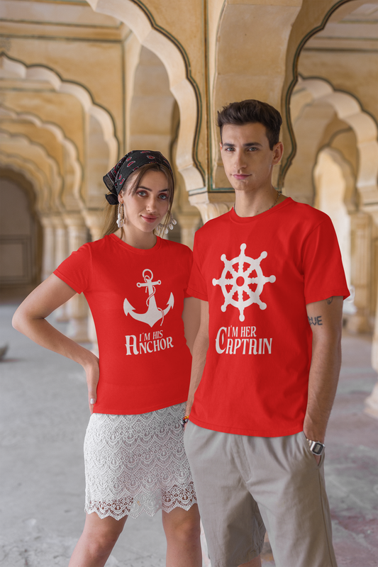 Captain And Anchor Red Couple T-Shirt
