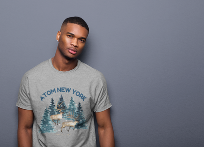 ATOM Signature Brand Print Melange Grey T-Shirt For Men