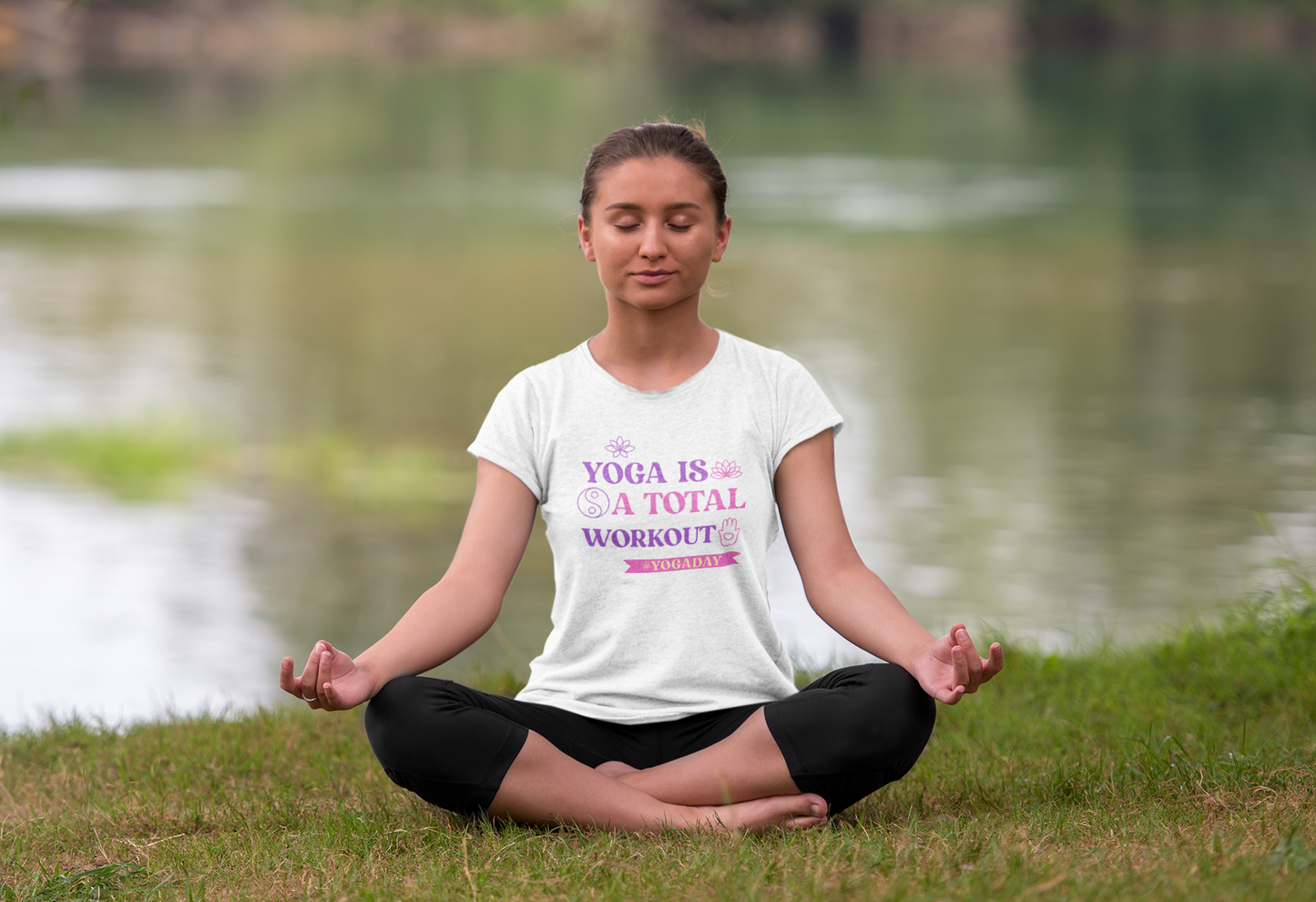 Yoga Is A Total Workout Unisex White T-Shirt | Iris Yog Collection | ATOM