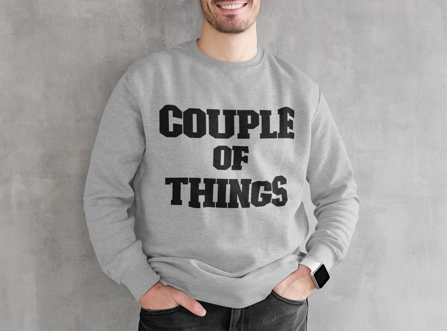Couple Of Things Black College Font Melange Grey Unisex Sweatshirt | RJ Anmol Collection