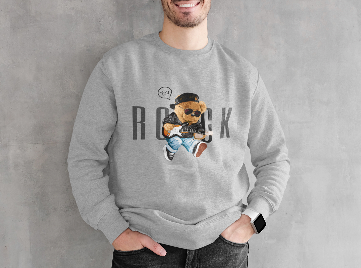 Rock You Melange Grey Unisex Sweatshirt