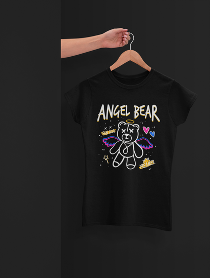 Angel Bear Black T-Shirt For Women