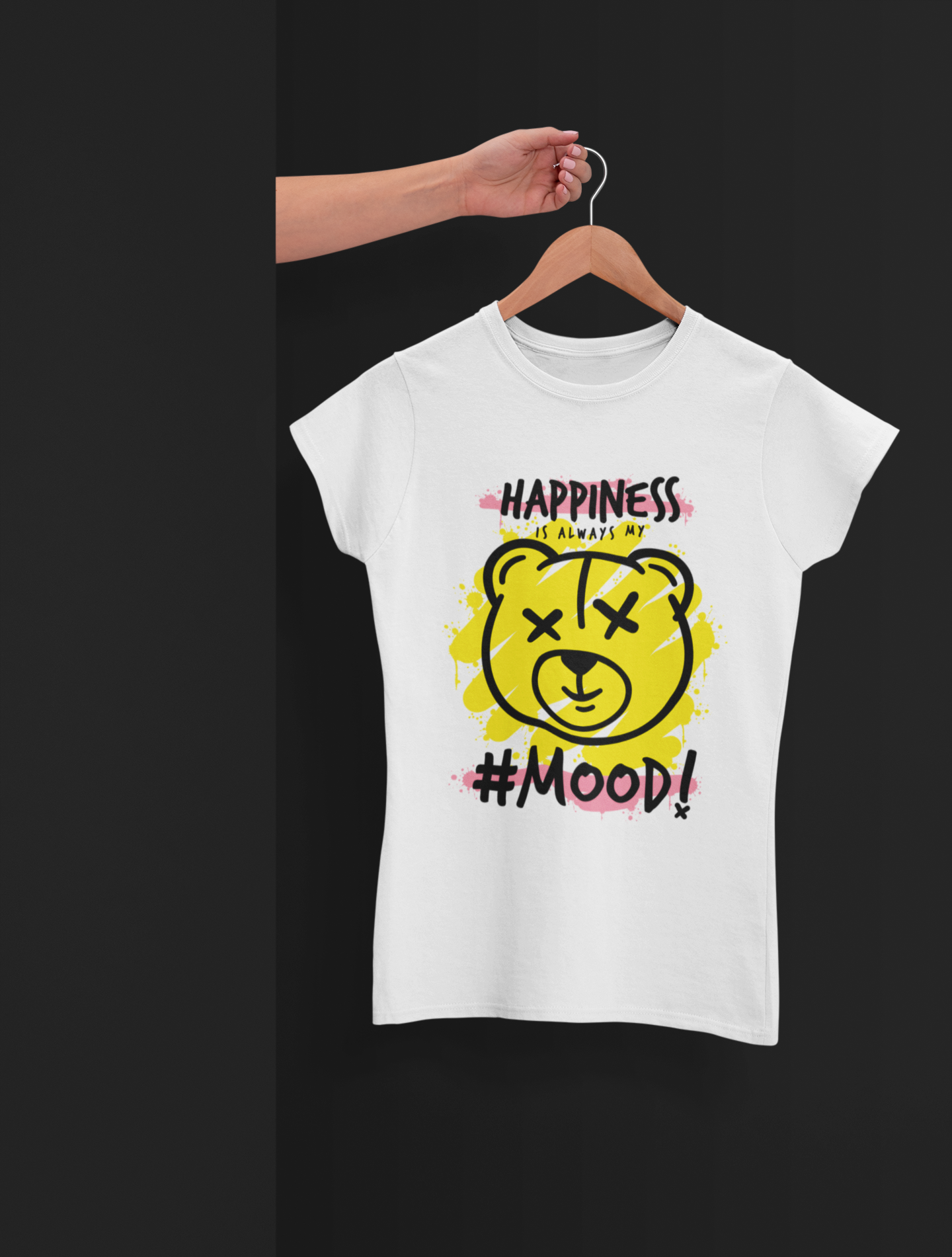 Happiness Mood White T-Shirt For Women