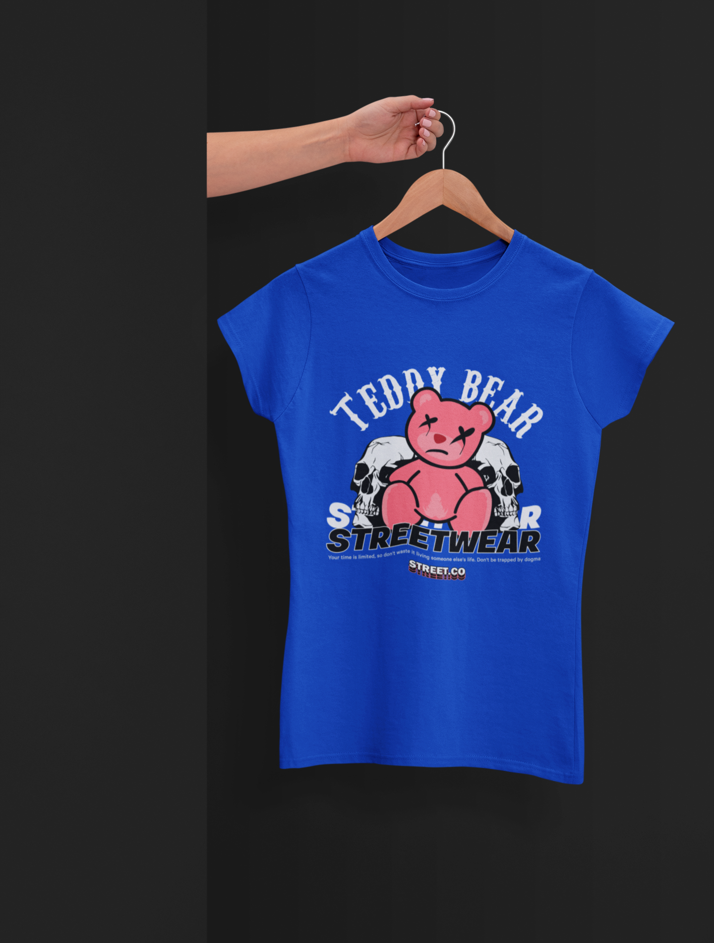 Teddy Bear Streetwear Blue T-Shirt For Women