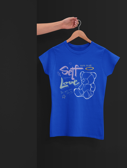 Soft Love Bear Blue T-Shirt For Women