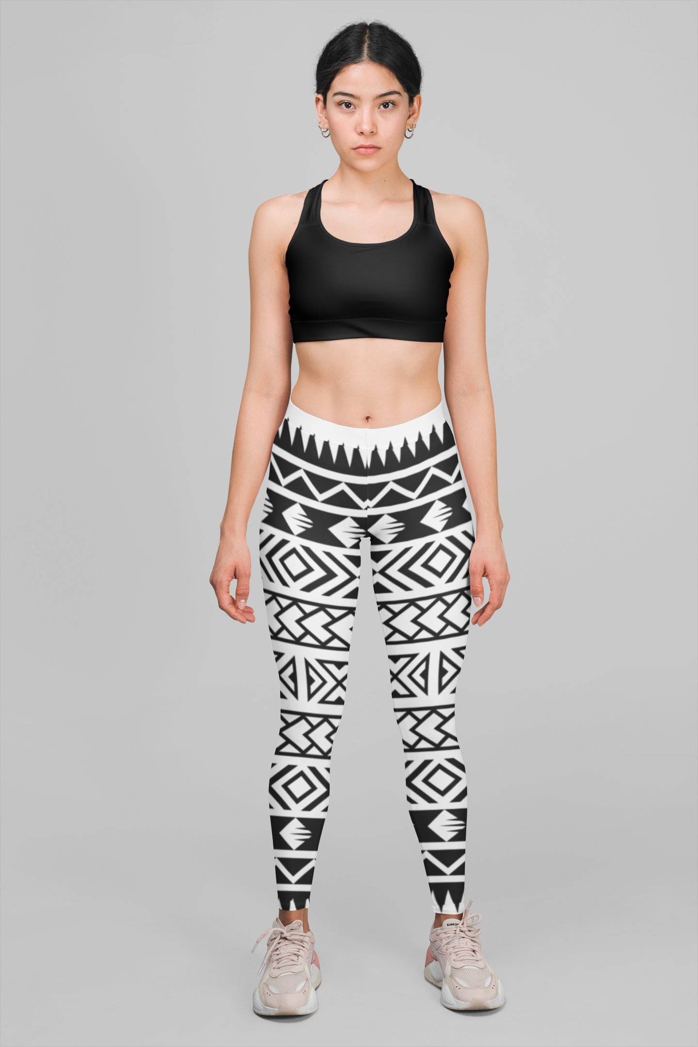 Black And White Abstract Line Print Legging