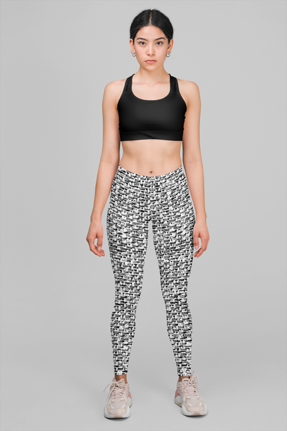 Black And White Abstract Print Legging