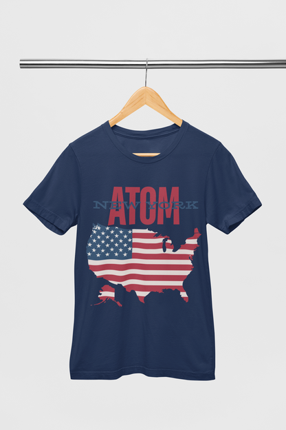 ATOM New York Signature US Map Navy Blue T-Shirt For Men