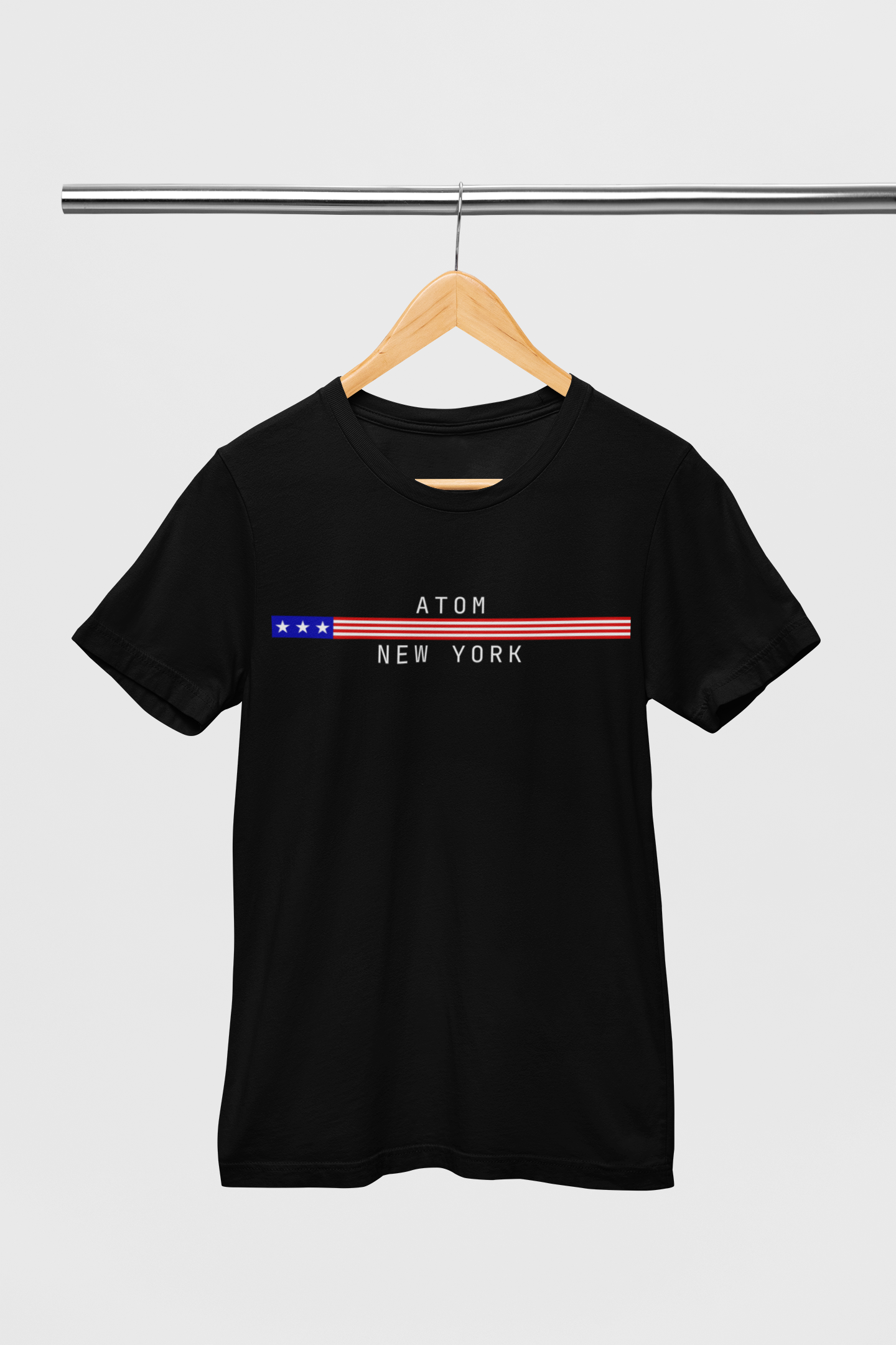 ATOM Signature USA Stripe Flag Black T-Shirt For Men