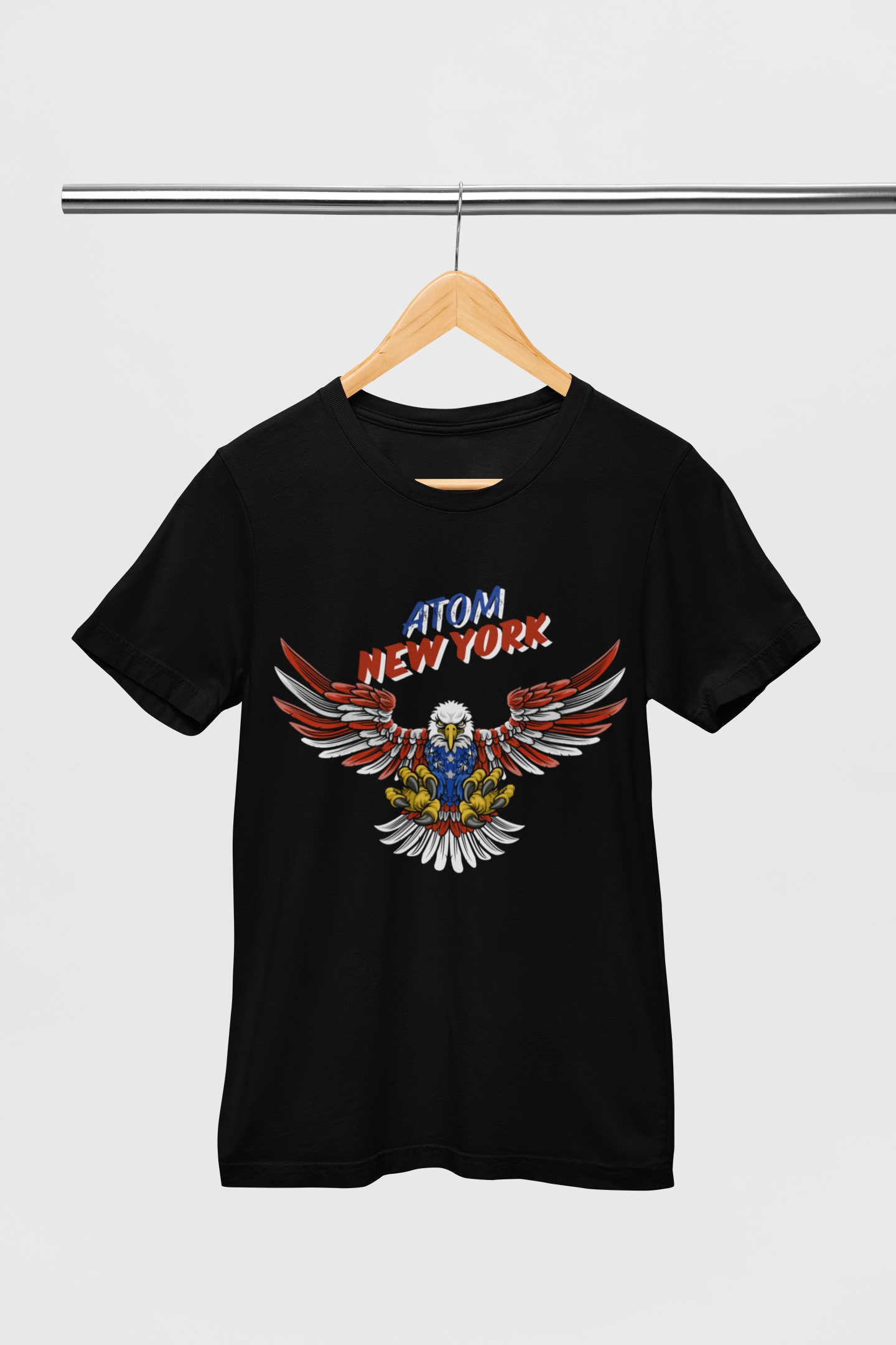 ATOM Signature New York American Eagle Black T-Shirt For Men