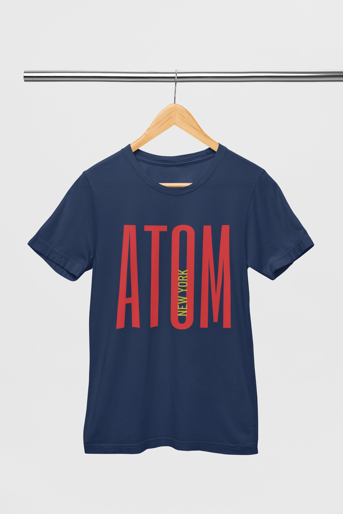ATOM Signature Long Fonts Navy Blue T-Shirt For Men