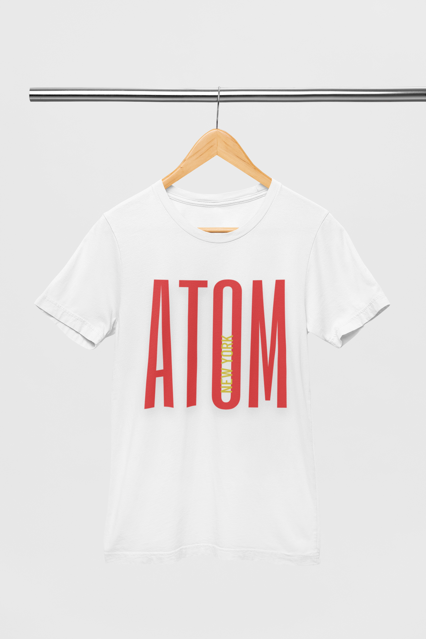 ATOM Signature Long Orange Fonts White T-Shirt For Men