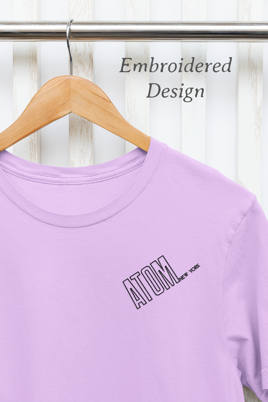 ATOM Hollow Classic Embroidered Logo Basic Lavander T-Shirt For Men