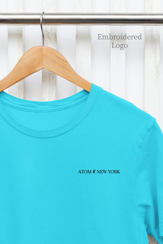 ATOM New York Classic Embroidered Logo Basic Sky Blue T-Shirt For Men