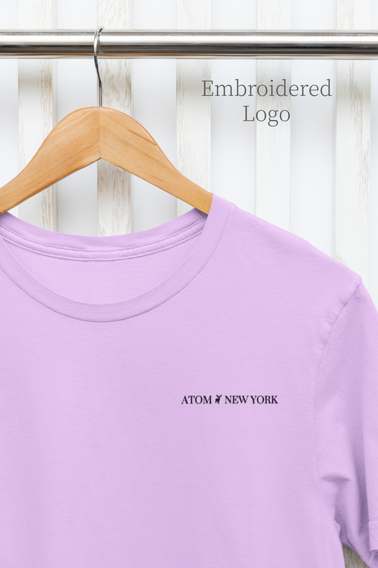ATOM New York Classic Embroidered Logo Basic Lavander T-Shirt For Men