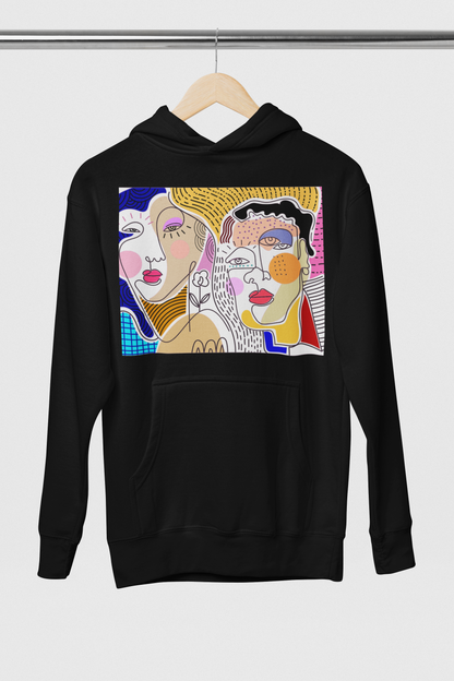 Abstract Art Black Hoodie For Women