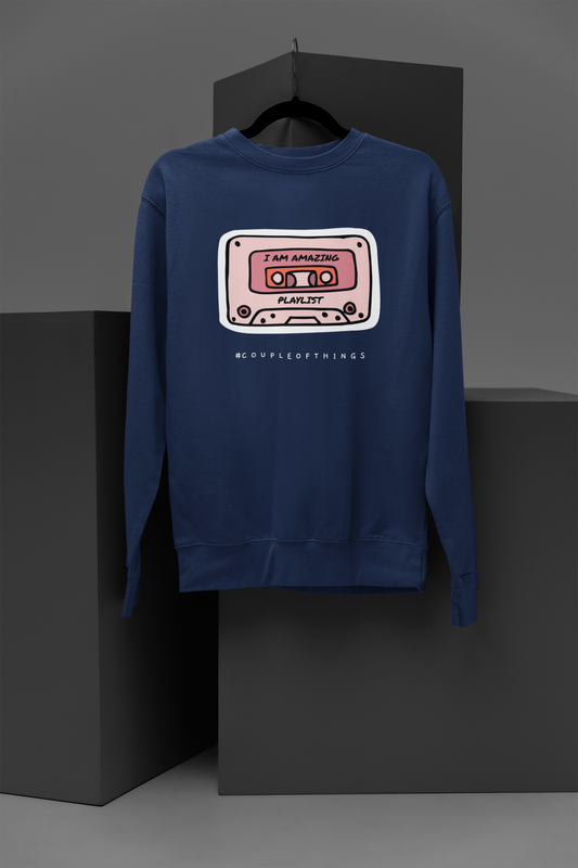 Couple Of Things Cassette Navy Blue Unisex Sweatshirt | RJ Anmol Collection