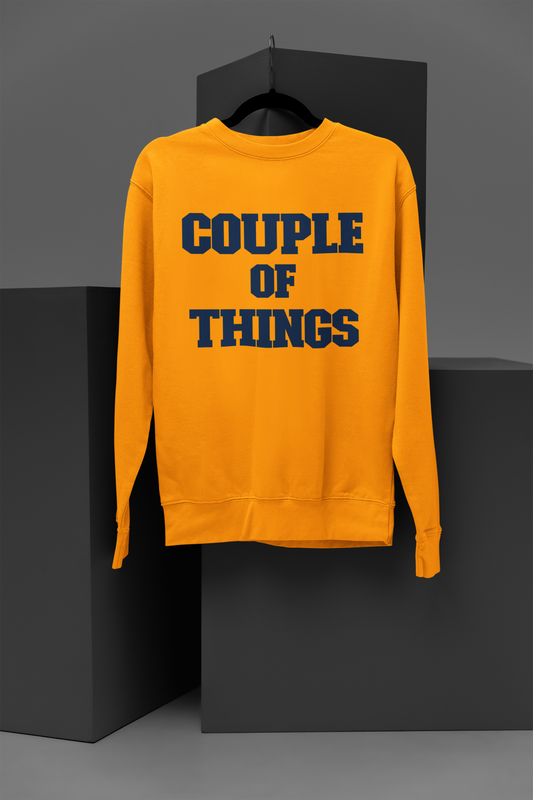Couple Of Things Blue College Font Golden Yellow Unisex Sweatshirt | RJ Anmol Collection