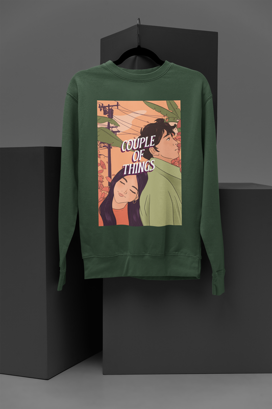 Couple Of Things Anime Signature Olive Green Unisex Sweatshirt | RJ Anmol Collection