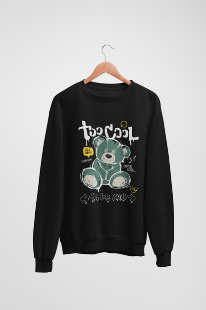 Too Cool Teddy Bear Black Sweatshirt For Women