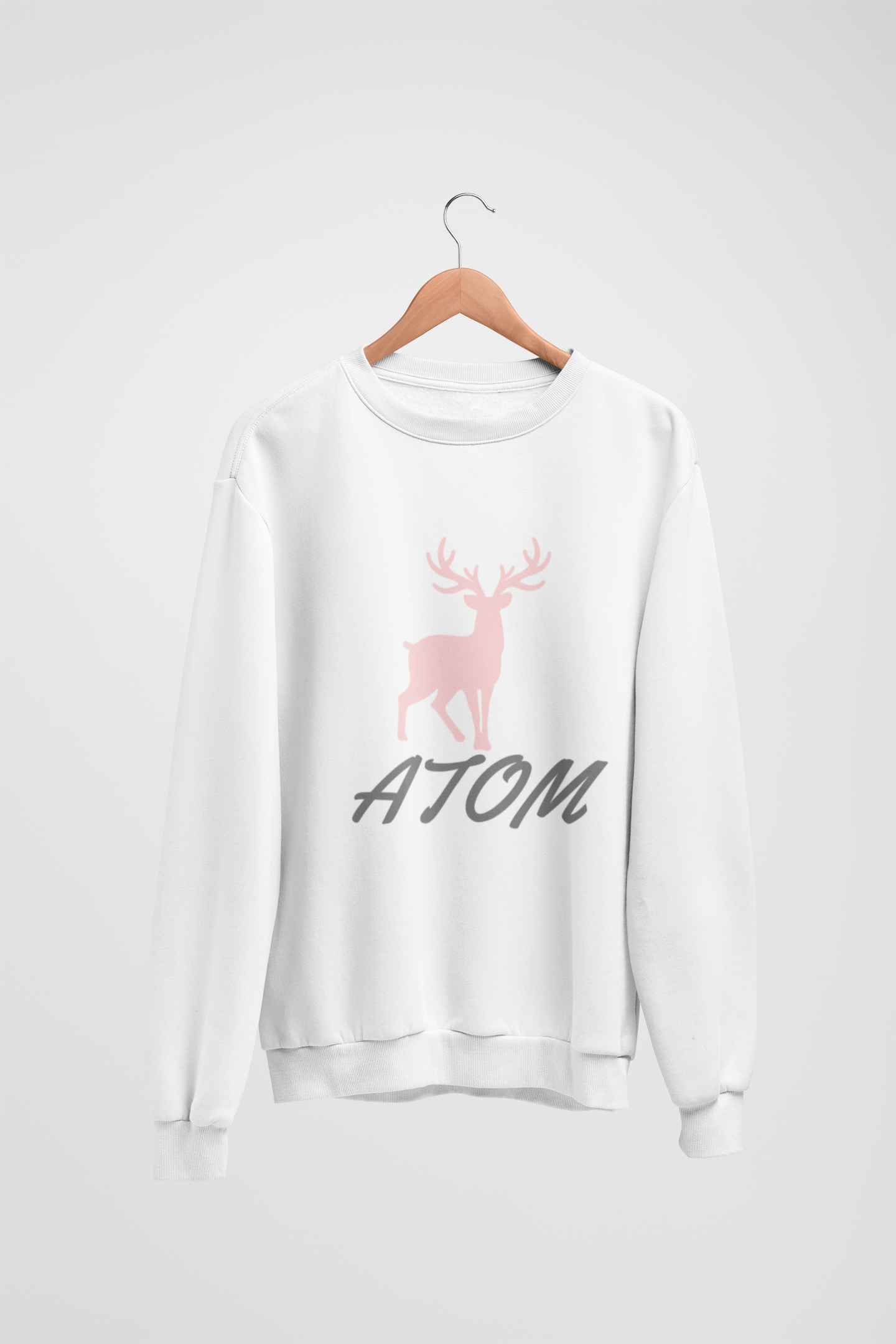 Pink ATOM Signature White Sweatshirt For Women