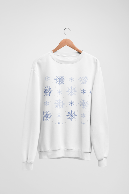 Snow Flakes White Sweatshirt For Men