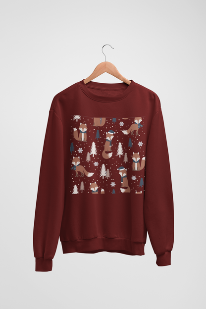 Christmas Fox Maroon Sweatshirt For Women