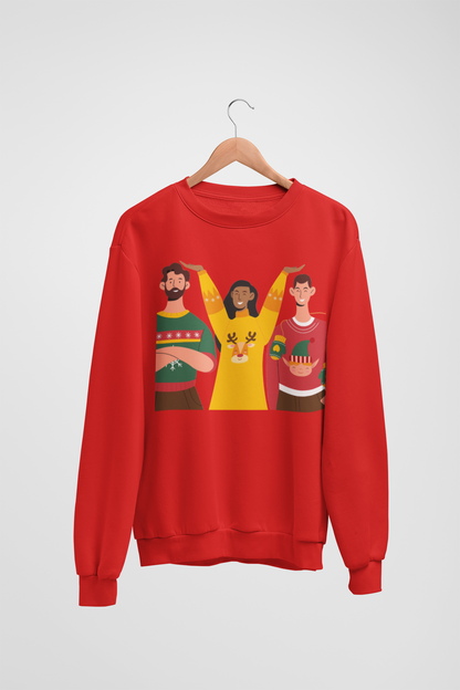 Christmas Illustration Red Sweatshirt For Women