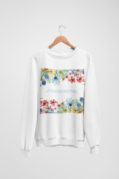 Flower Bouquet Signature White Sweatshirt For Women