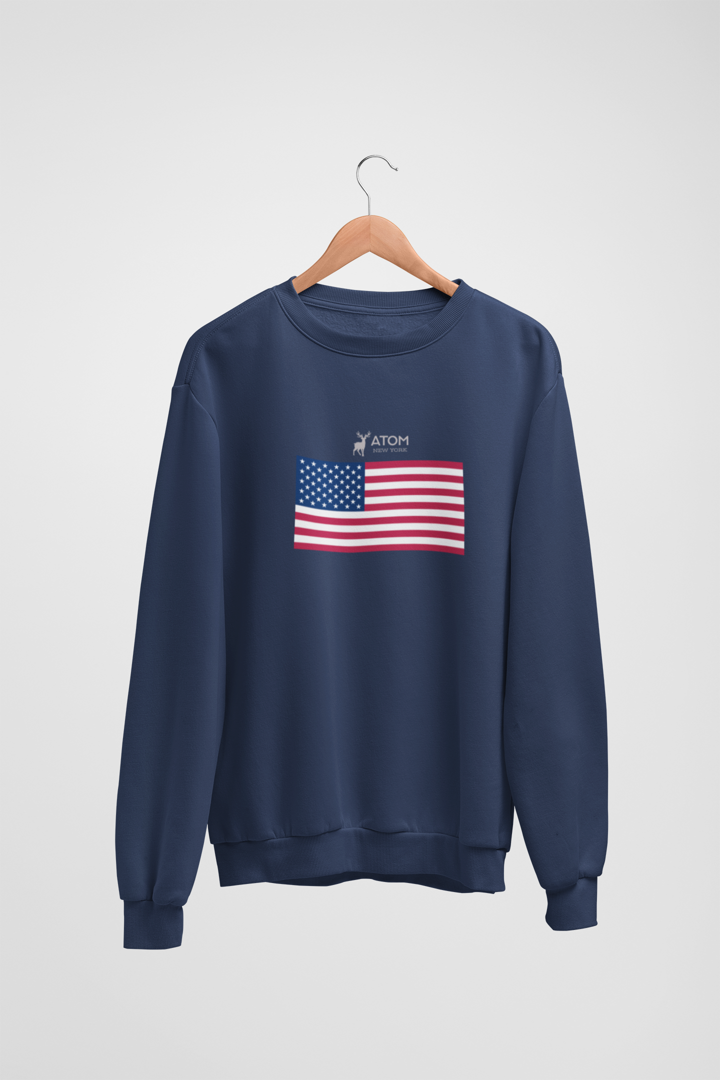ATOM Signature American Flag Navy Blue Sweatshirt For Men