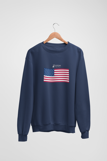 ATOM Signature American Flag Navy Blue Sweatshirt For Men