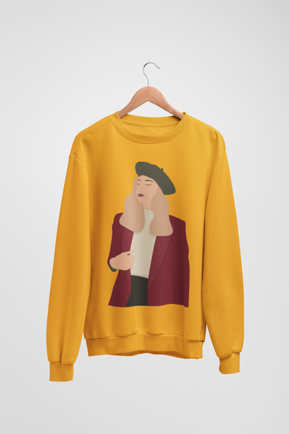 English Woman Mustard Yellow Sweatshirt For Women