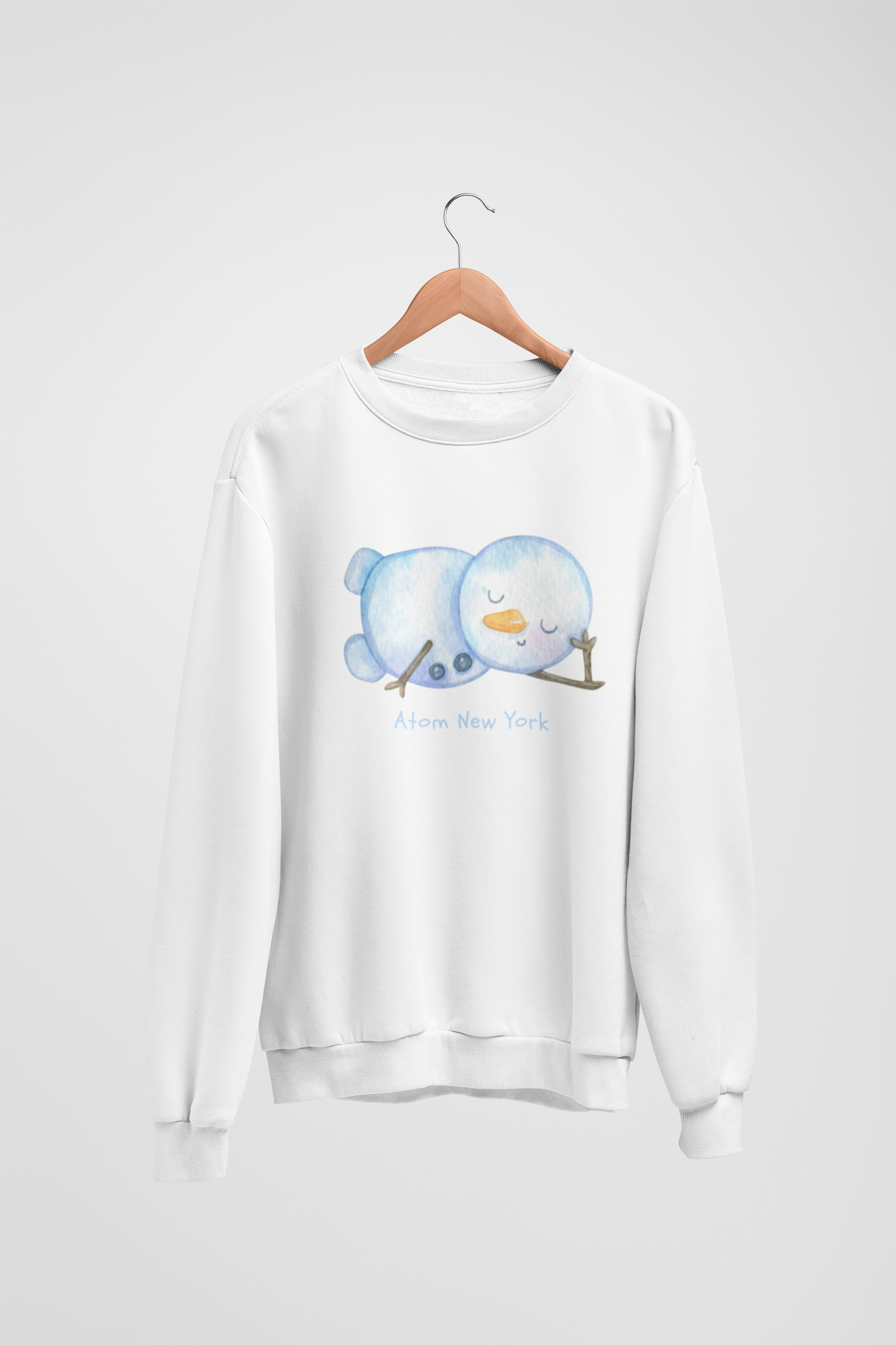 ATOM Signature Sleeping Snowman White Sweatshirt For Women