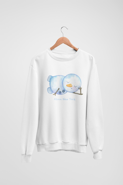 ATOM Signature Sleeping Snowman White Sweatshirt For Women