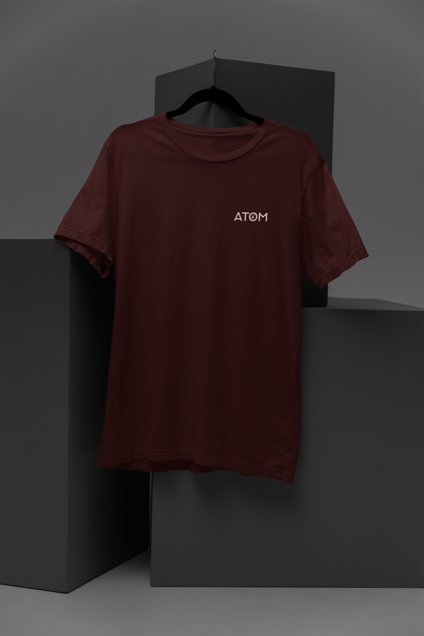 ATOM Logo Basic Marroon T-Shirt For Women