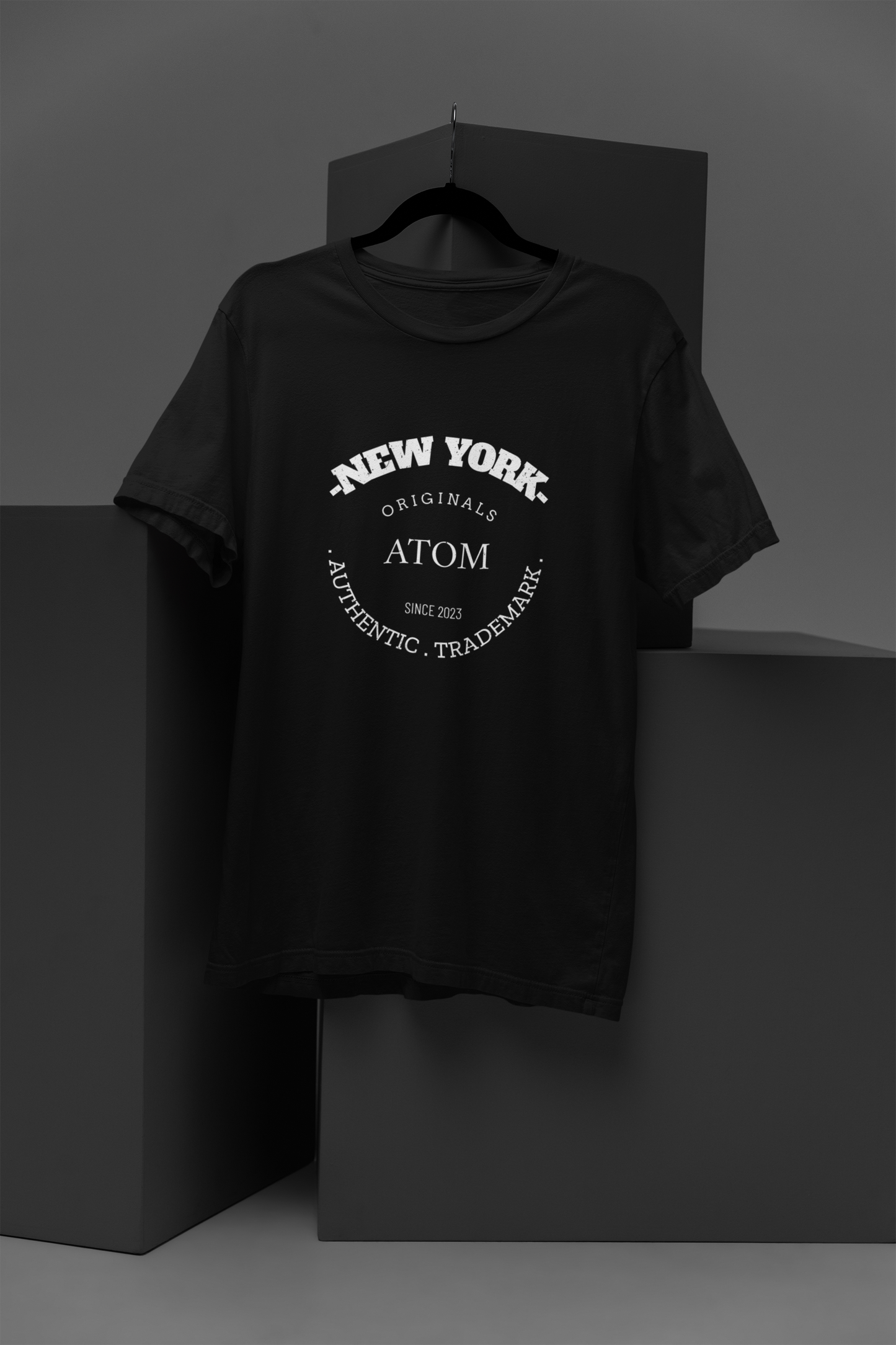 Atom New York Signature Authentic Trademark Black T-Shirt For Men
