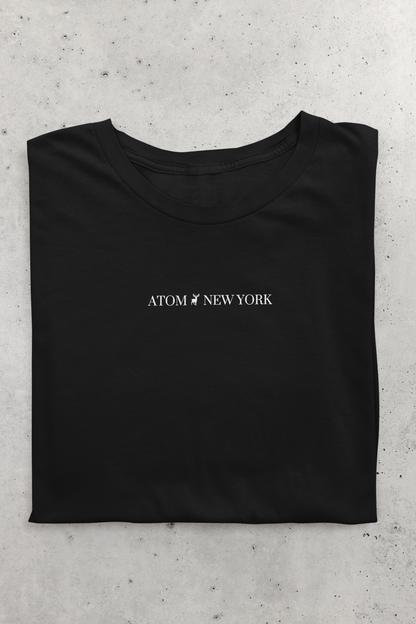 ATOM New York Classic Embroidered Logo Basic Black T-Shirt For Women