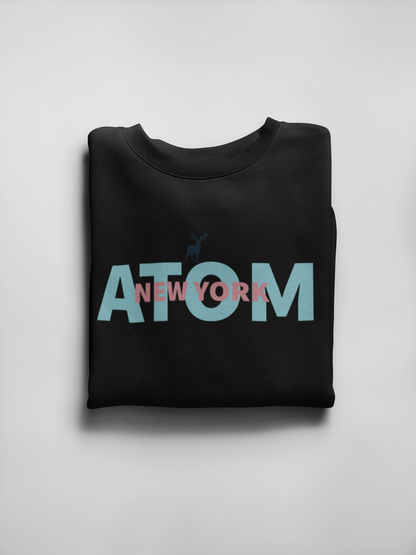 French Terry ATOM NEW YORK Black Unisex Oversize T-Shirt