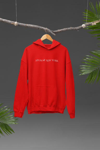 ATOM NEW YORK Signature Pure Cotton Red Hoodie For Men