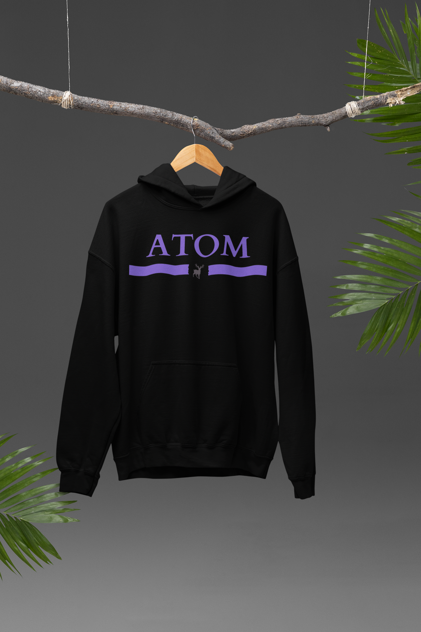 ATOM Classic Signature Pure Cotton Black Hoodie For Men