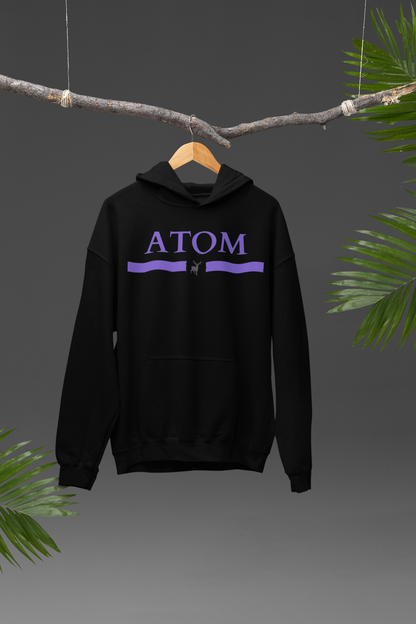 ATOM Classic Signature Pure Cotton Black Hoodie For Men