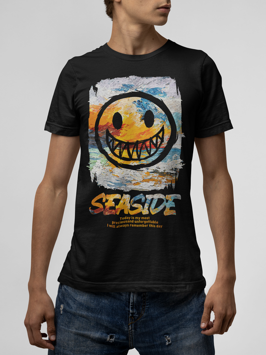 Seaside Black T-Shirt For Men