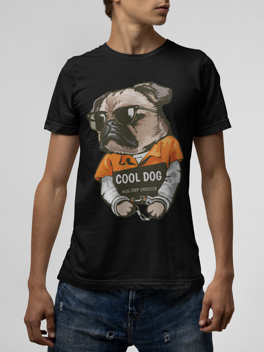 Cool Dog Black T-Shirt For Men