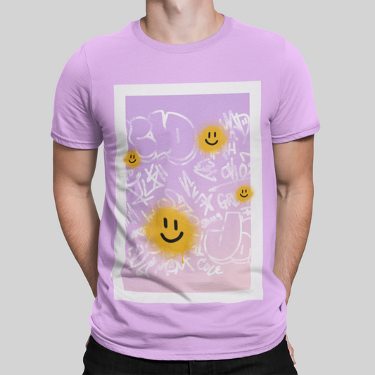 Graffitti Smilie Lavander T-Shirt For Men