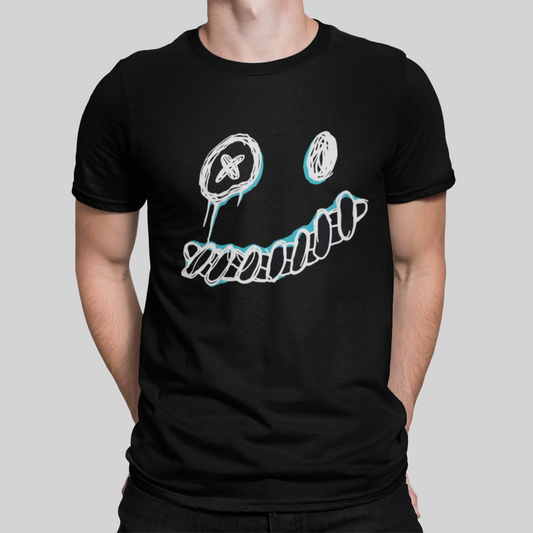 Weird Smile Black T-Shirt For Men