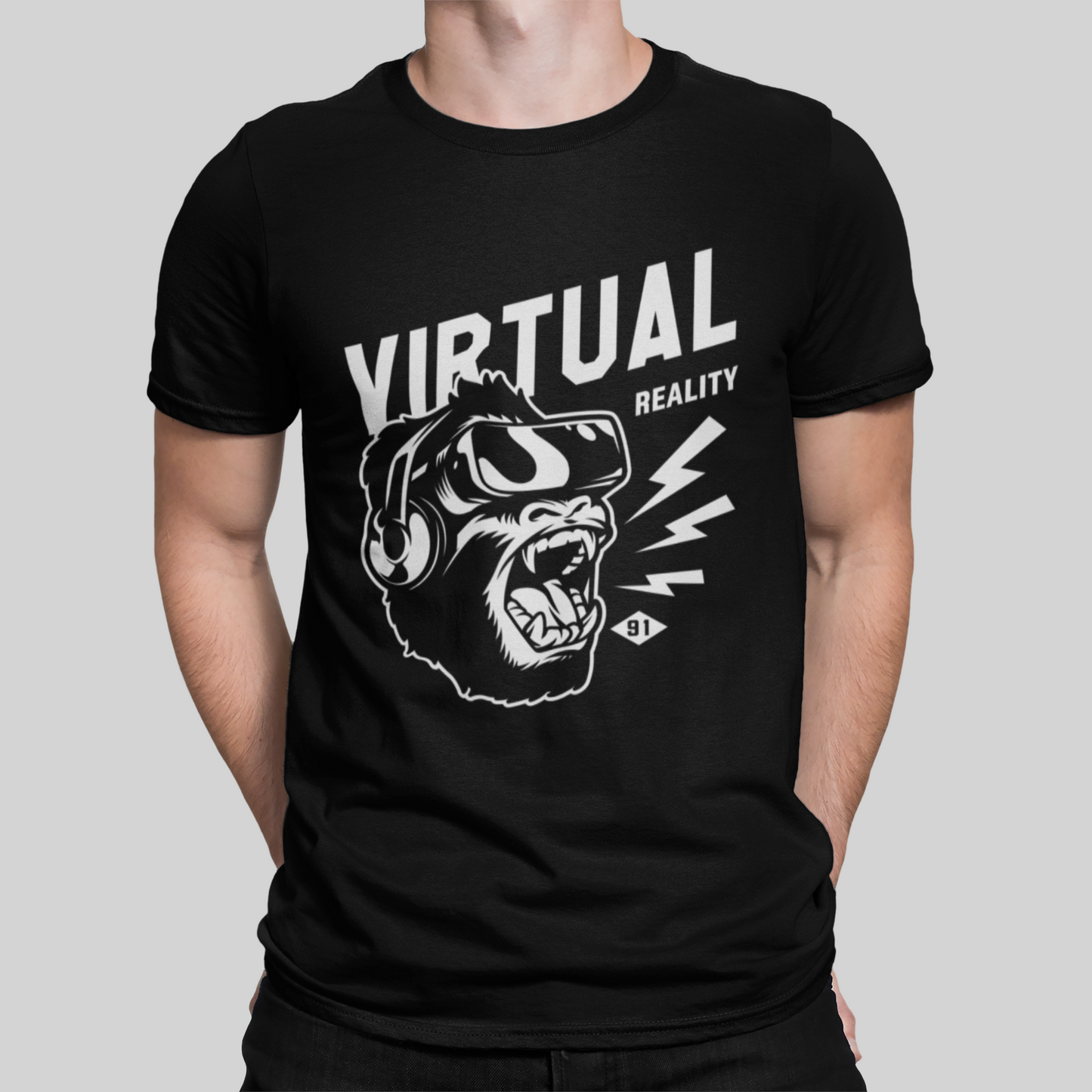 Virtual Reality Black T-Shirt For Men