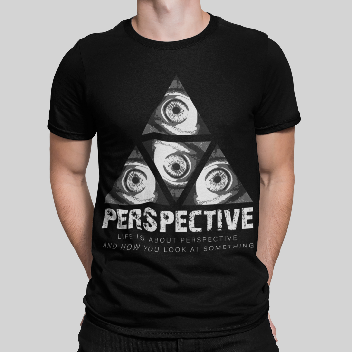 Perspective Black T-Shirt For Men