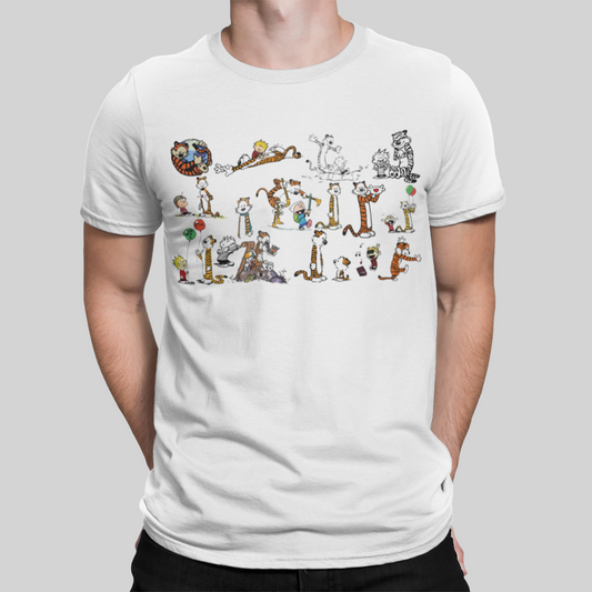 Calvin And Hobbes White T-Shirt For Men